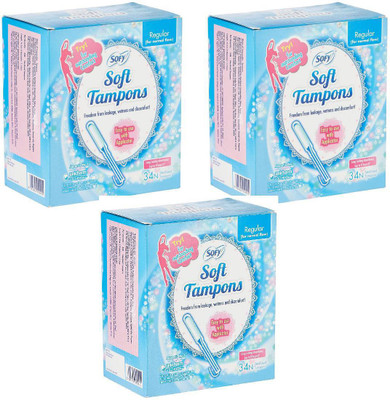SOFY Soft Regular Tampoons-34 Pcs.(Pack of 3) Tampons(Pack of 102)