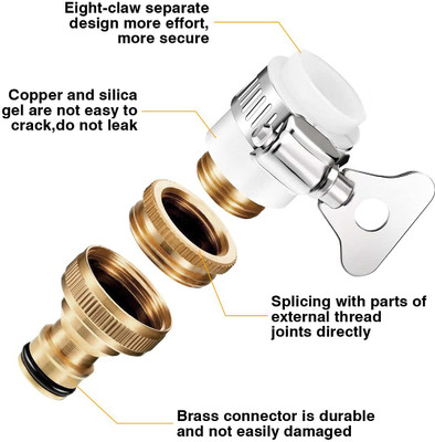 Druidstone 2 in 1 Set Universal Tap Connector, Tap Connector Brass Adapter Hose Connector Hose Connector