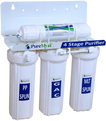 PureMyst 4 Stage Gravity Base Non Electric (No RO) Water Purifier With Activated Carbon Tap Mount Water Filter
