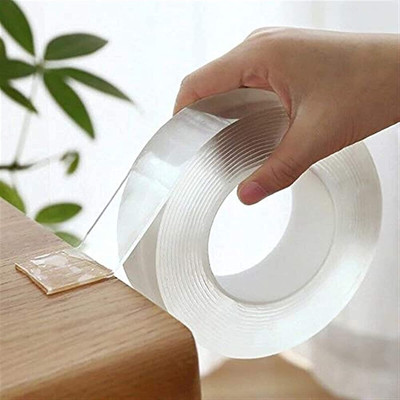 APH Multipurpose Adhesive Tape Transparent Strong Washable Reusable Sticky Tape 1 handheld Double Sided (Manual)(Set of 1, Transparent)