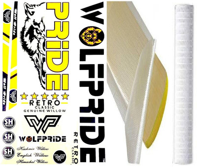 WOLF PRIDE W/YELLOW RETRO CRICKET BAT STICKER COMBO KIT (STICKER, ANTI SCUFF SHEET Bat Sticker(Multicolor)