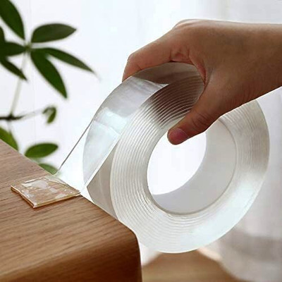 BIYALI Double Sided Removable Traceless Adhesive Washable Sticky Grip Tape (3 Meter) Grip Tape(White)