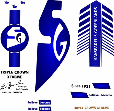 CANDLE Triple Crown Classic English Willow Cricket Bat sticker Bat Sticker(Blue)