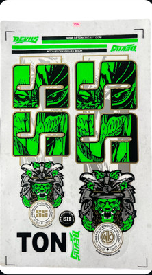 VSM SS_DEVIL_GREEN Bat Sticker(Green, Black, Silver)
