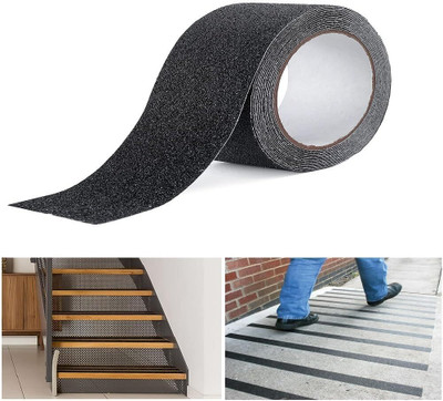 SKYBUCKET Non Skid Non Slip Tape For Slippery Areas,Stair Case,Outdoor Medium ANTI SLIP BLACK TAPE (Manual)(Set of 1, Black)