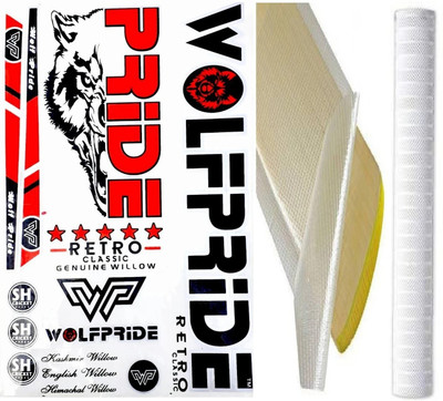 WOLF PRIDE W/RED RETRO CRICKET BAT STICKER COMBO KIT (STICKER, ANTI SCUFF SHEET & GRIP) Bat Sticker(Multicolor)