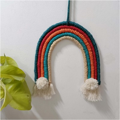 Artickkle Macrame Rainbow inspired by kingfisher bird color pallate Handmade Tapestry(Multicolor)