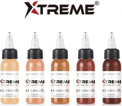 Shield plus XTREME FLESH TONE SET OF 5 Tattoo Ink(Mullti Color 15 ml)