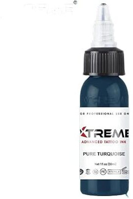 Shield plus Xtreme Ink Pure Turquoise 1/2 OZ Tattoo Ink(Blue, Green 15 ml)