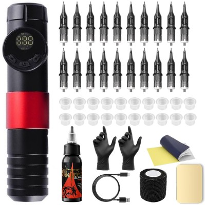 Tattoo gizmo Wireless Tattoo Machine Pen Complete Kit Set WTMK-01 Permanent Tattoo Kit