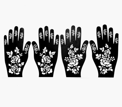 KICKWIX Heena stencil sticker reusable,for Both Hand Mehandi Stencil Sticker Design1734(FLORAL)