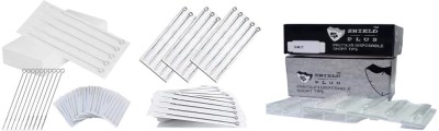 Shield plus 5 ROUND LINER & 5RSHADER NEEDLE(EACH OF 25 PCS) WITH 5RT NEEDLE TIP (PACK 5O) Permanent Tattoo Kit