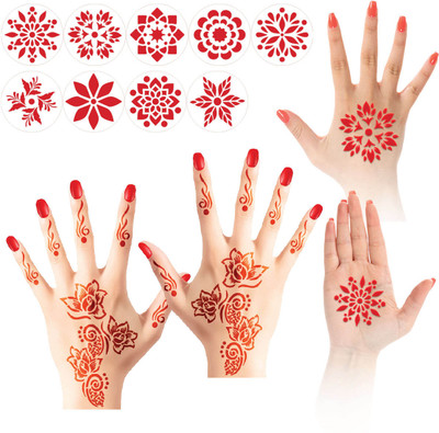 Dikoria Set of 22 Mehandi stencils design no-3 Black Temporary Tattoo Kit