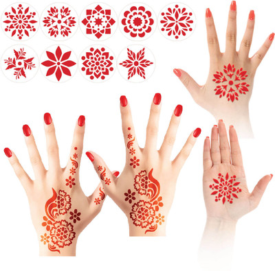 Dikoria Set of 22 Mehandi stencils design no-4 Black Temporary Tattoo Kit