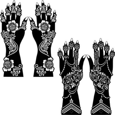 KICKWIX Heena stencil sticker reusable,for Both Hand Mehandi Stencil Sticker Design1748(FLORAL)