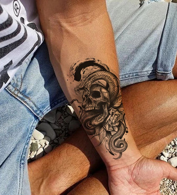 The Canvas Arts Temporary tattoo sticker men women boys girl waterproof flower star butterfly(Dragon Face Tattoo)