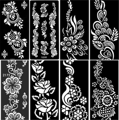 KICKWIX Heena stencil sticker reusable,for Both Hand Mehandi Stencil Sticker Design(FLORAL)