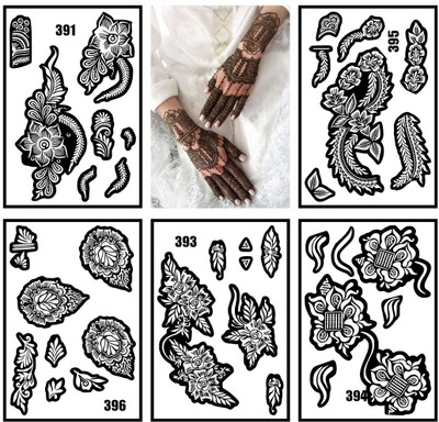 Temporary Tattoowala Modern Mehndi Stencil Combo Stickers For Hand & Foot Art Designs(Easy To Use Mehndi Stencil Sticker For Girls & Women)