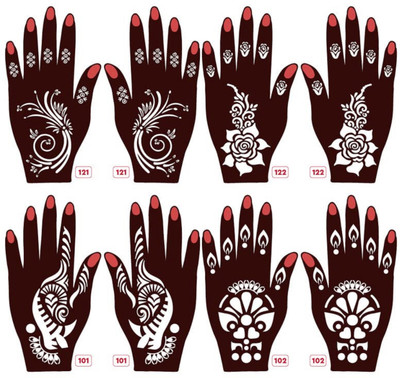KICKWIX Henna Tattoo Stencil Women Girls Hand Finger Paint Temporary Tattoo(FLORAL)