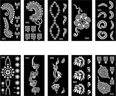 voorkoms Unique Henna Design Stencil Sticker Combo For Family and Festive Functions(Easy To Apply Mehndi Stencil Sticker Combo For Girls & Women)