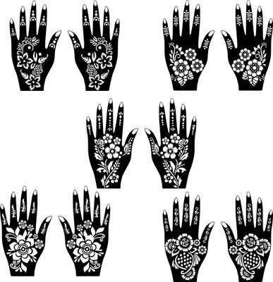 surmul Creative Use Mehndi Stencil Combo Sticker Set With Floral Art For All Event(Easy To Use Mehndi Stencil Sticker For Girls & Women)