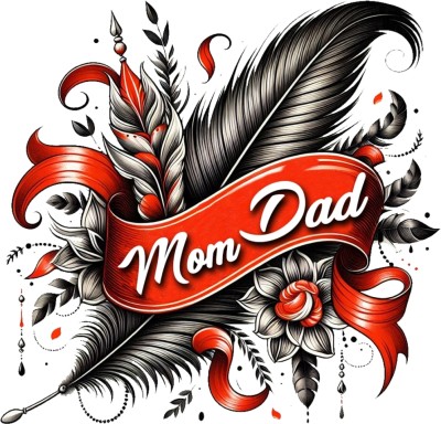 voorkoms Mom Dad With Temporary Tattoo For Male And Female Tattoo Sticker(Mom Dad with Feather Temporary Tattoo)