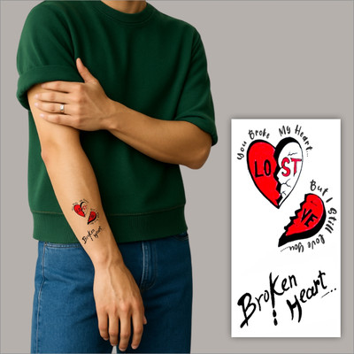 surmul Broken Heart Art Temporary Tattoo Sticker For Male & Female Waterproof(Skin Friendly Temporary Sticker For Male & Female Waterproof Tattoo Sticker)
