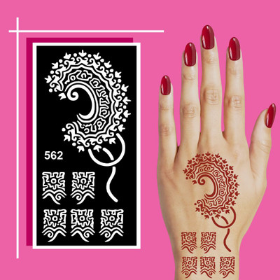 komstec Easy DIY Mehndi Stencil Sticker Set for School Functions and Family Gatherings(Kids can decorate notebooks, drawings, or school projects with Stencil stickers)