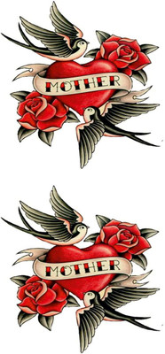stylizeink Heart Mother Red 2 Pcs Temporary Tattoo Waterproof Unisex Tattoo Men Woman(Heart Mother Red 2 Pcs)