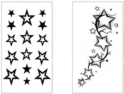 stylizeink Famous Neck Stars With Star bo Combo Waterproof Temporary Body Tattoo Size:(2.5 X 4.6 inch 2pc)