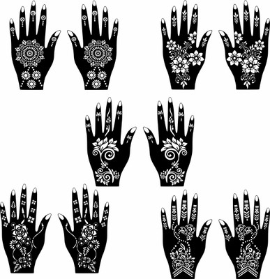 komstec Festival Henna Stencil Sticker Combo Design For All Types Of Occasions & Outfits(Easy To Use Mehndi Stencil Sticker Combo For Girls & Women)