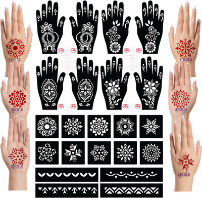 APCUTE henna design stencils for hand(henna design stencils for hand Combo Pack of 22 pieces)