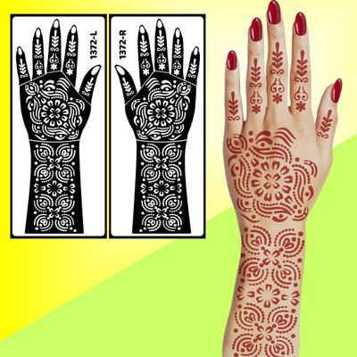 Ordershock Unique Cultural Bridal Mehndi Stencil Sticker With Peacock And Lines(Easy To Use Mehndi Stencil Sticker For Girls & Women)