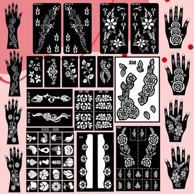 Ordershock Beautiful Combo Mehndi Stencil Sticker with Smooth & Clean For Every Event(Easy To Use Combo Mehndi Stencil Sticker For Girls & Women)