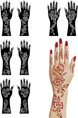 Temporary Tattoowala(Easy To Use Mehndi Stencil Sticker Combo For Girls & Women)