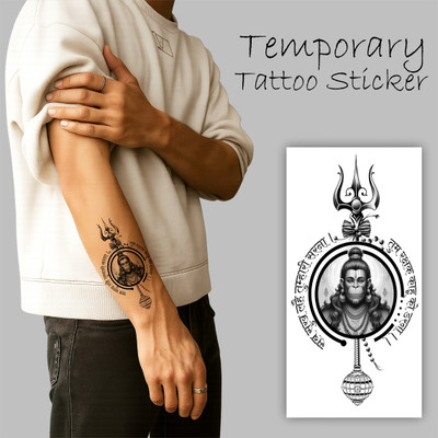 Vanvati Lord Hanuman & Lord Shiva Sticker Spiritual Devotional Gada & Trishul Body Art(Temporary Tattoo Sticker For Male & Female Skin Friendly & Water Proof)