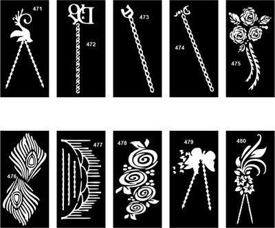 voorkoms Reusable Henna Stencil Combo For Back Hand, Easy To Apply & Remove(Easy To Apply Mehndi Stencil Sticker Combo For Girls & Women)