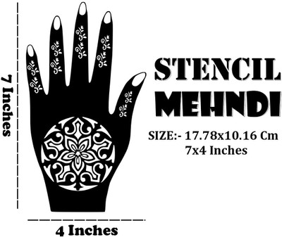 voorkoms Hand Art Combo Mehndi Stickers With Elegant Finishes Pack Of 2(Unique Mehndi Stencil Sticker For Girls & Women Palm And Finger Design)