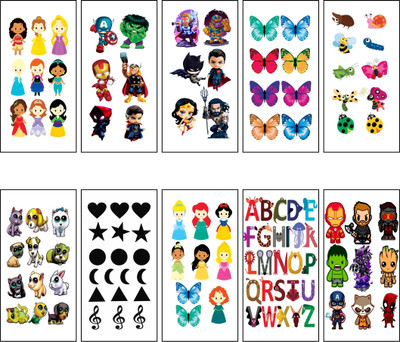 Vanvati Kids Section All Cartoon For Boys, Girls, Men & Women Temporary Tattoo Sticker(Temporary Tattoo Sticker, Fake Tattoo Sticker, Skin friendly Tattoo)