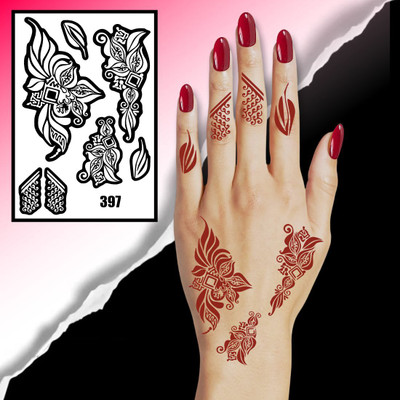 surmul Unique Floral Mehndi Stencil With Curved Leaf Patterns For Creative Henna Art(Beautiful Mehndi Stencil Sticker For Hand, Palm Fingers And Wrist)