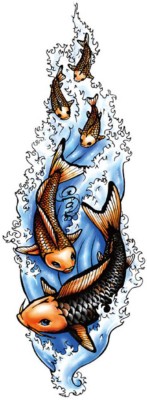 stylizeink Luck Fish With Water Temporary Tattoo Waterproof Tattoo For Men Woman(Luck Fish With Water)