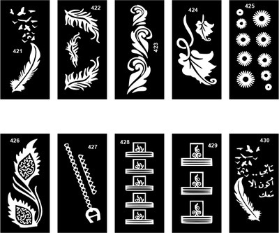 komstec Beautiful Floral Mehndi Stencils Sticker Combo For Hands(Easy To Apply Mehndi Stencil Sticker Combo For Girls & Women)