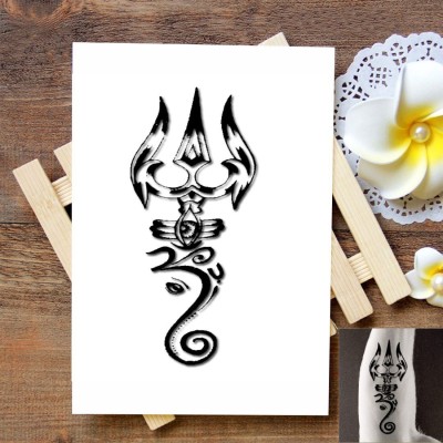 voorkoms Om with Trishul And Eye Tattoo Temporary Tattoo Stickers For Male And Female(Om with Trishul And Eye Tattoo Temporary)