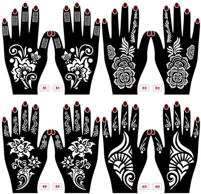 KICKWIX Set of 8 Henna Tattoo Stencil | Mehandi Stencils For Women, Girls & Kids(Floral)