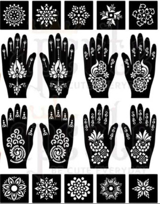 akkad Tattoo Sticker Set for Girls Women Hand Body Face Finger Henna(Floral)