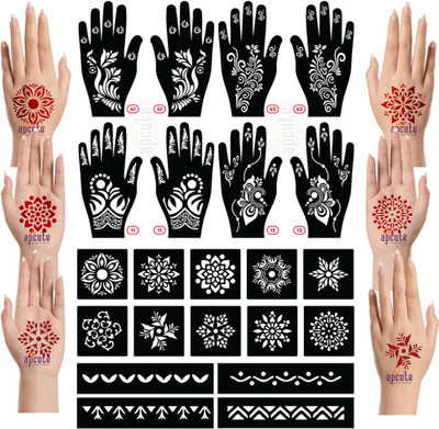 APCUTE stencil for mehendi Set of 22 pieces(stencil for mehendi Set of 22 pieces)