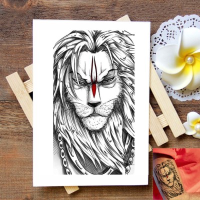 voorkoms Lion Face Human Tattoo Temporary Tattoo Stickers For Male And Female Tattoo(Lion Face Human Tattoo)