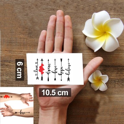 voorkoms Arrow With Love Tattoo Sticker For Male And Female Tattoo Body Art(Arrow With Love Tattoo)