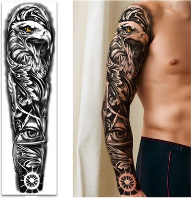 stylizeink Eye Eagle Trible Black Deep Temporary Tattoos Full Arm Large Sleeve Tattoos(Eye Eagle Trible Black Deep)