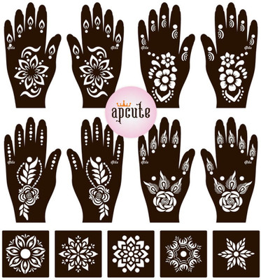 APCUTE mehendi stencils Combo 13pc set | Mehandi Stencil Stickers for Full Hand(mehendi stencils Combo 13pc set | Mehandi Stencil Stickers for Full Hand)